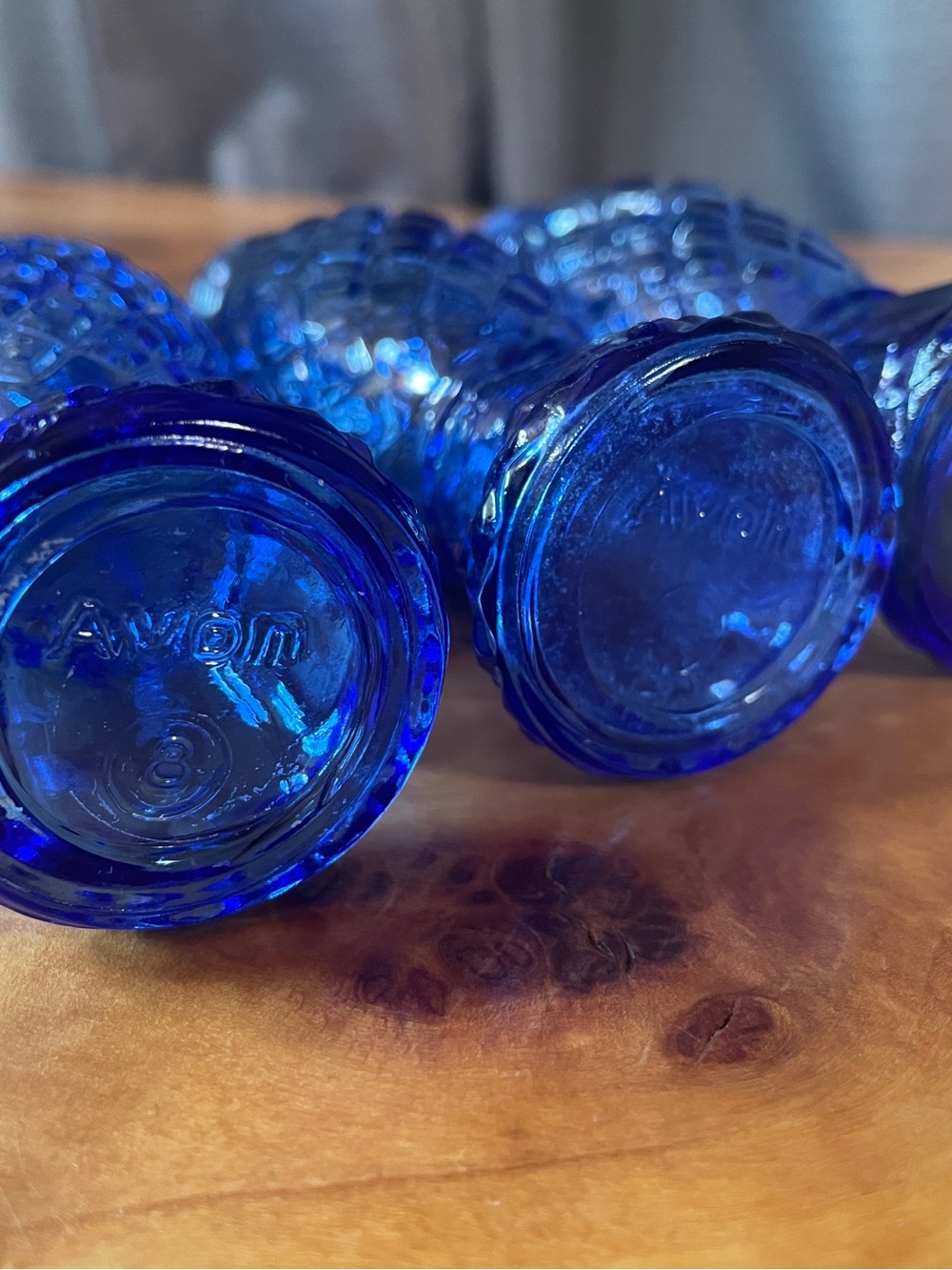 Vintage Cobalt Blue Glass Salt & Pepper Shakers Diamond Point Pattern (3) - Picture 2 of 2